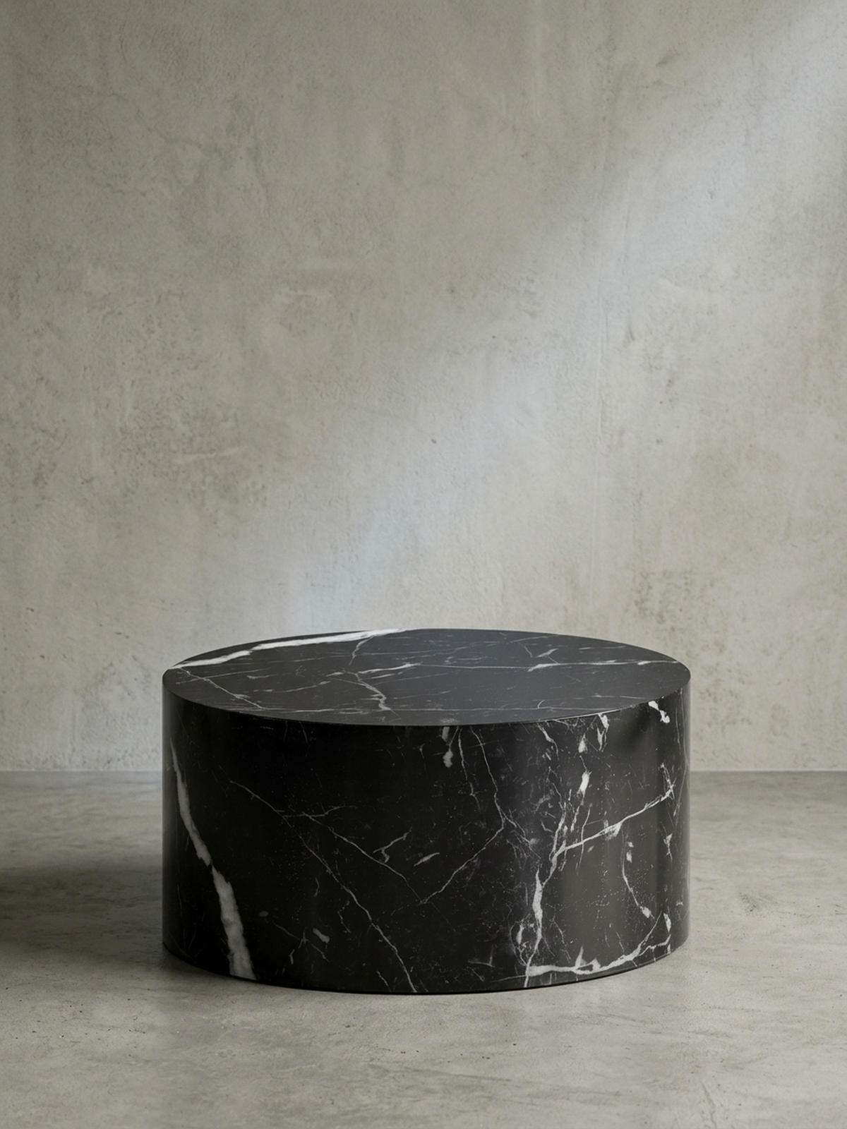 COUCHTISCH mit Hochglanz-Oberfläche, Marmor-Optik, Design rund, Schwarz 60x60x30 cm - Schwarz, Holzwerkstoff (60/60/30cm) - KADIMA DESIGN