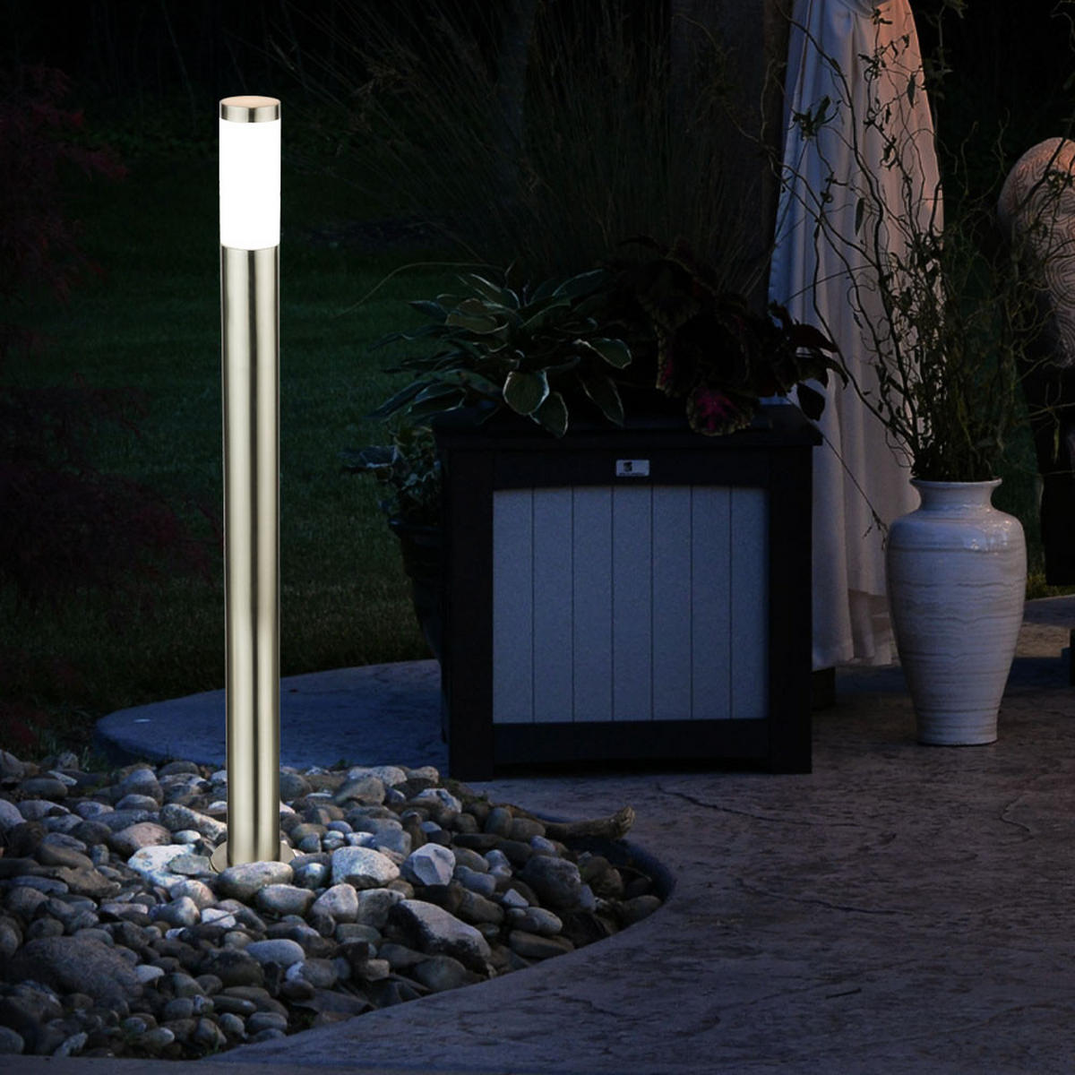 LED STEHLAMPE Edelstahl Silber opal - Silberfarben, Metall (12.7/12.7/110cm) - Globo Lighting