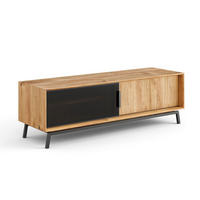 LOWBOARD Modern Loft Eiche Natur 200 / 50 / 52cm - Eichefarben/Schwarz, Holz/Metall (200/52/50cm) - Feldmann-Wohnen