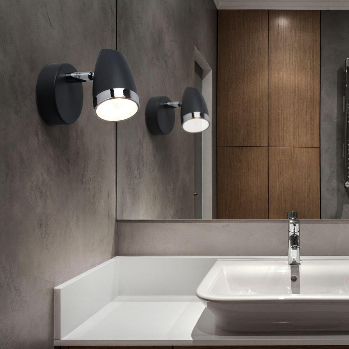 LED WANDLEUCHTE NERO Anthrazit 2er Set - Anthrazit, Metall (8/9/13.5cm)