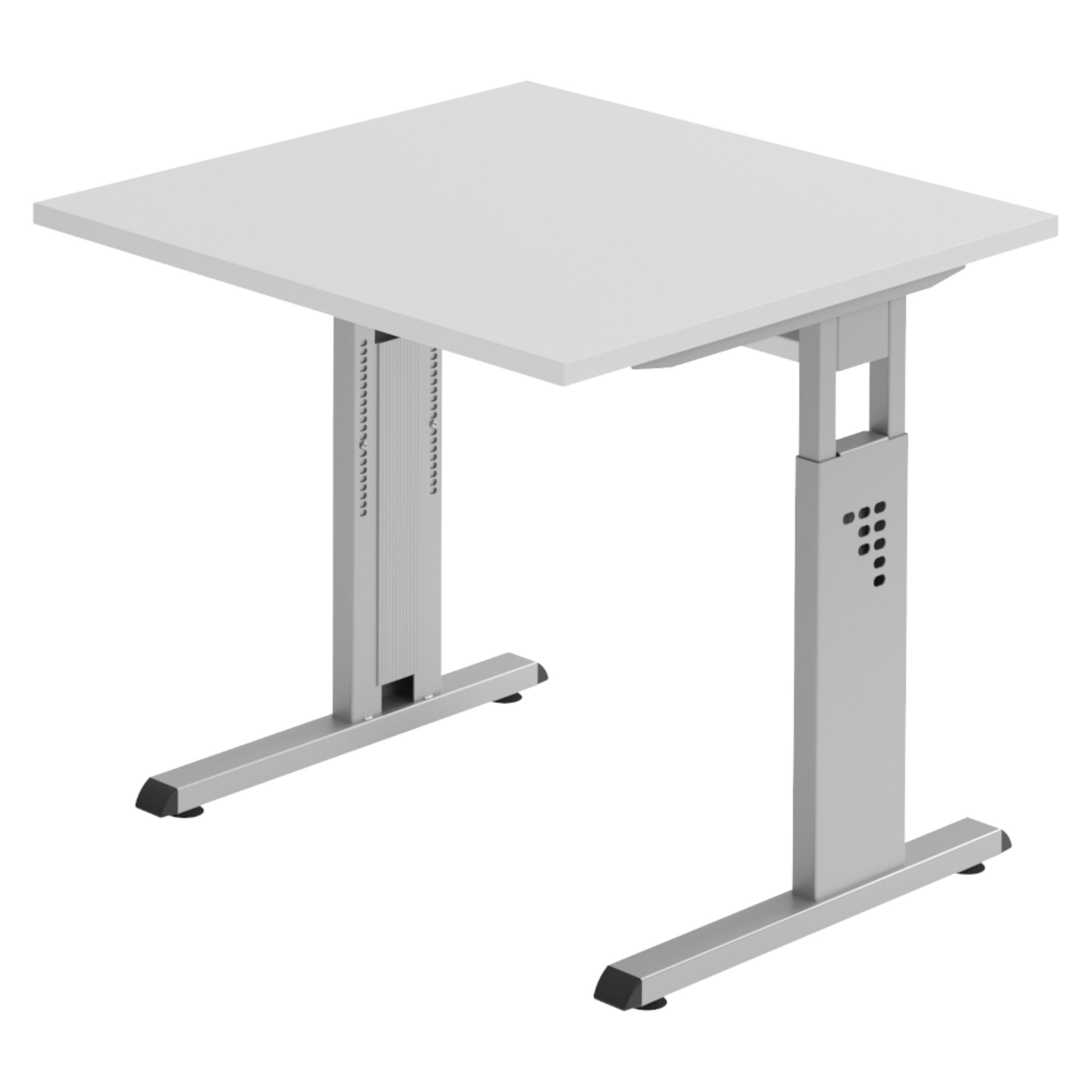 SCHREIBTISCH Serie-O 80/80/74 cm in Grau/Silberfarben - Silberfarben/Grau, Holzwerkstoff (80/80/74cm) - bümö