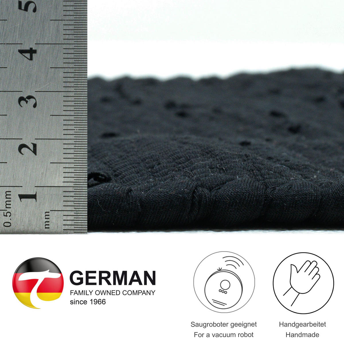 FLECKERLTEPPICH Chindi 70x140 cm - Schwarz, Textil (70/140cm) - Rug and Roll