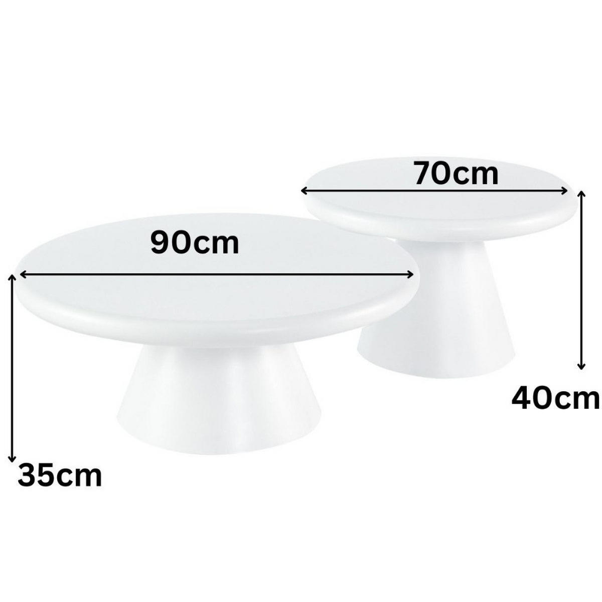 COUCHTISCH-SET BOBBIO 2-teiliges Lounge-Tisch-Set im skulpturalen Design - Weiß, Holz (90/90/35cm) - alesvelt