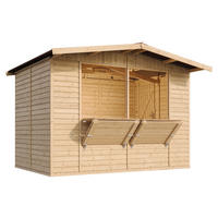 MARKTBUDE Holz, Gartenhaus , ZWEI FENSTER - 200x300/6 m2 - M150 - Beige, Holz (336/232/263cm) - Timbela