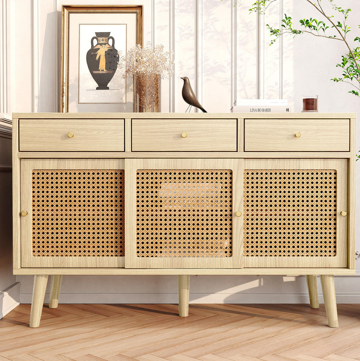 SIDEBOARD 120/40/78 cm in Eiche mit 3 Schubladen und 3 Türen - Eichefarben, Holzwerkstoff (120/78/40cm) - Flora Grace