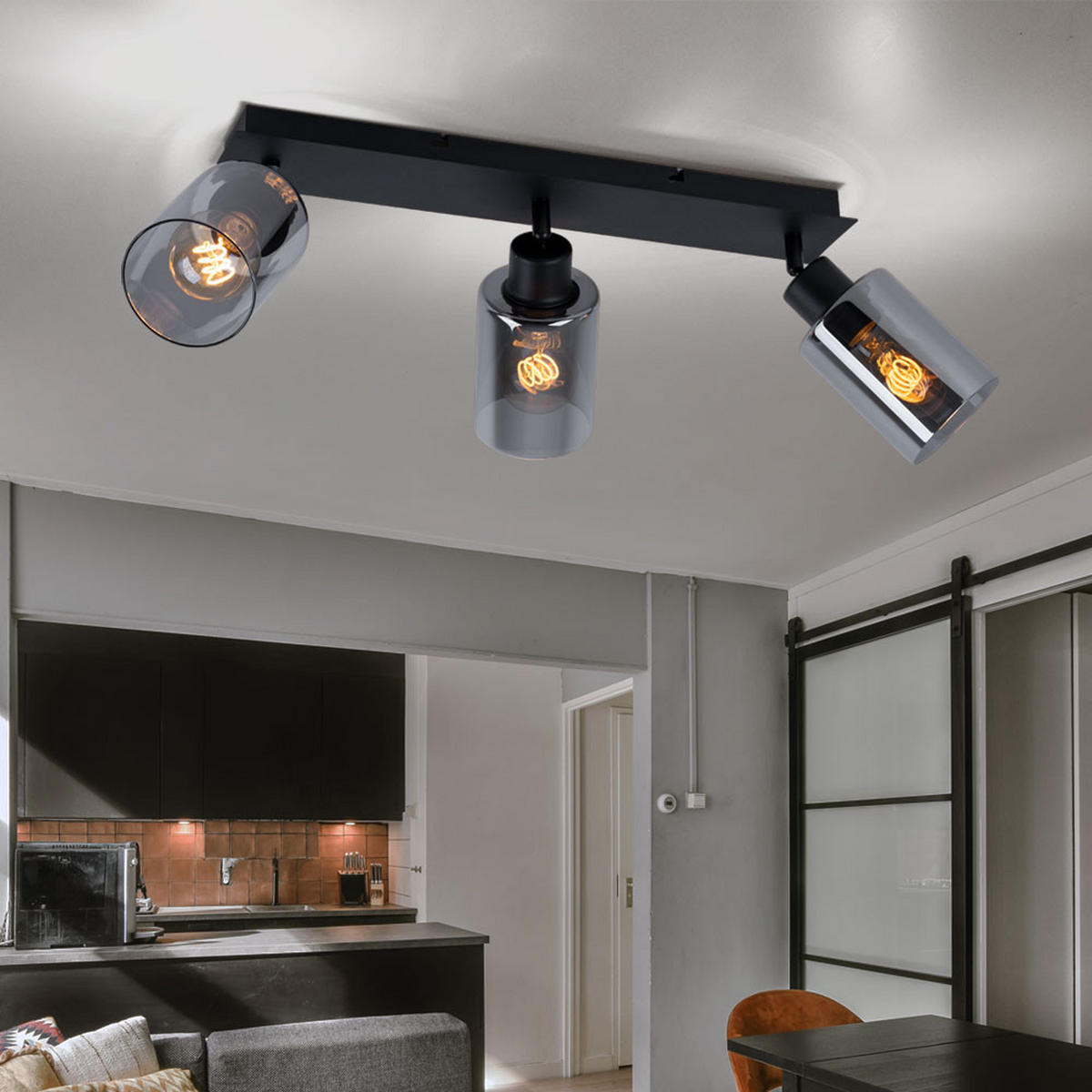 DECKENLEUCHTE HADERA Glas rauch Grau - Grau, Glas (47/9/21.5cm)