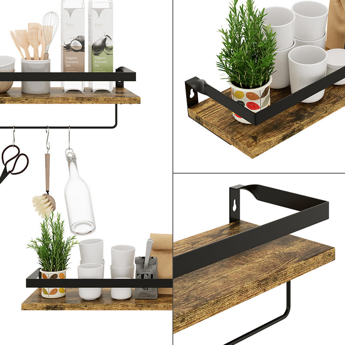 WANDREGAL Fyrk Eiche rustikal 43 x 13 cm 2er Set - Wildeiche, Holzwerkstoff (43/13/15cm) - Vicco
