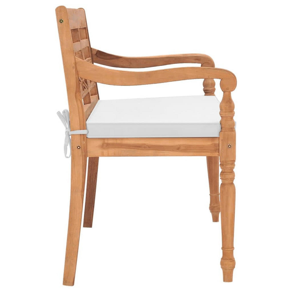 BATAVIA GARTENBANK MIT POLSTERN 120 CM TEAK - Creme, Holz/Textil (120/84/51.5cm) - vidaXL
