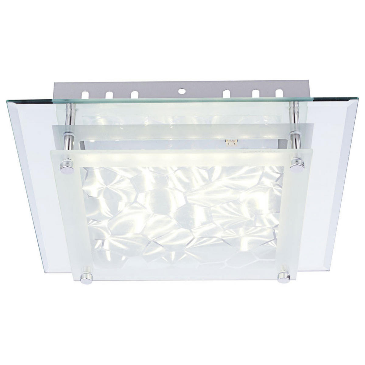 LED DECKENLEUCHTE Algarve Kristallklar Chrom - Klar, Glas (28/28/6cm) - Globo Lighting