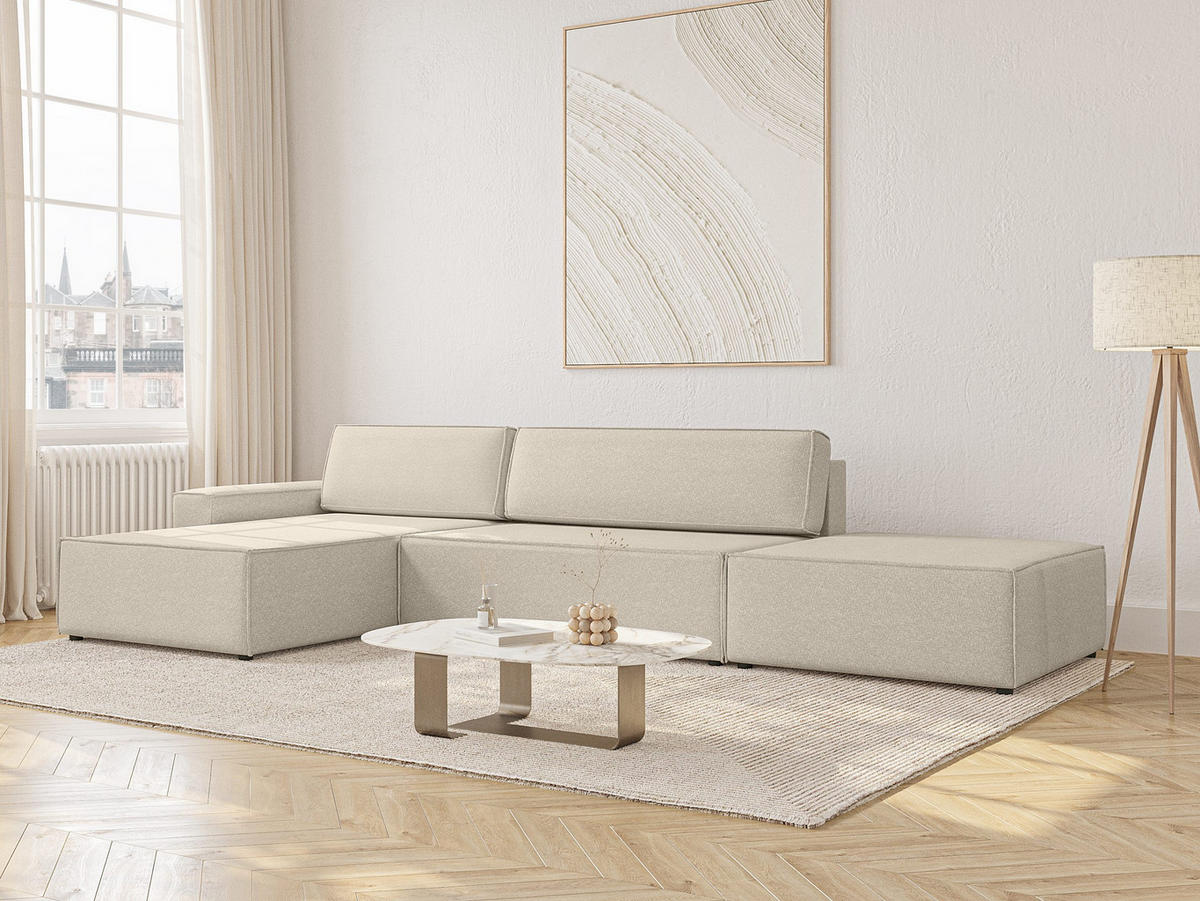 ECKSOFA Lummo La mit Schlaffunktion, Beige - Beige, Textil (363/185cm) - Fedve