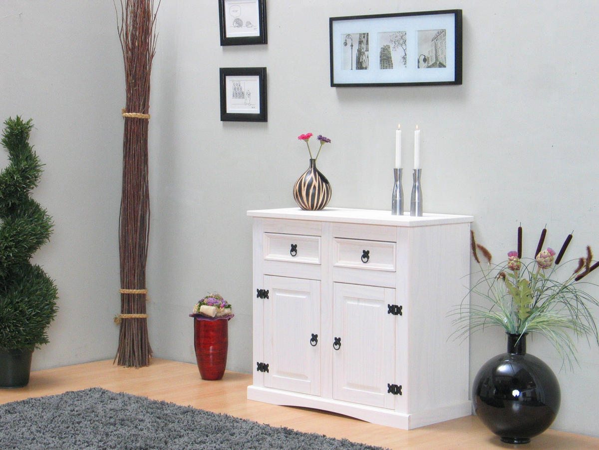 SIDEBOARD weiß - Weiß, Holz/Textil (92/84/44cm) - ebuy24