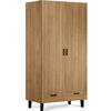 KLEIDERSCHRANK FRISK Skandinavischer Stil mit Schublade, braun - Schwarz/Braun, Eichenholz/Holzwerkstoff (100/195/58cm) - KONSIMO®
