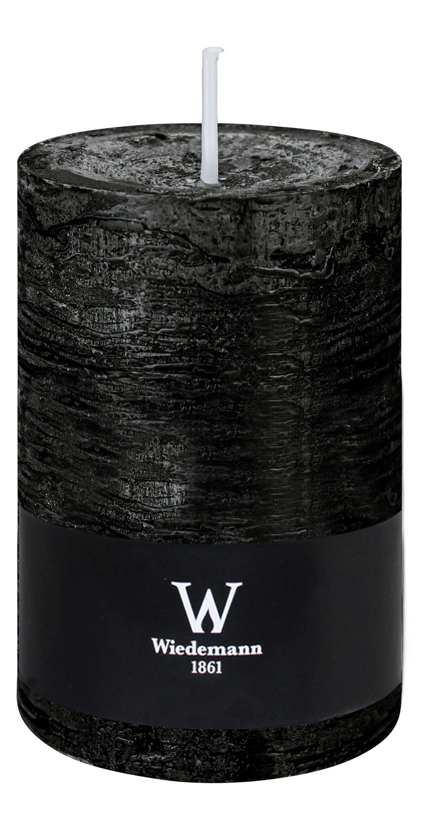 STUMPENKERZE Rustik Marble Style Schwarz 140 x Ø 98 mm, 1 Stück - Schwarz, Paraffin (14cm) - Wiedemann Kerzen