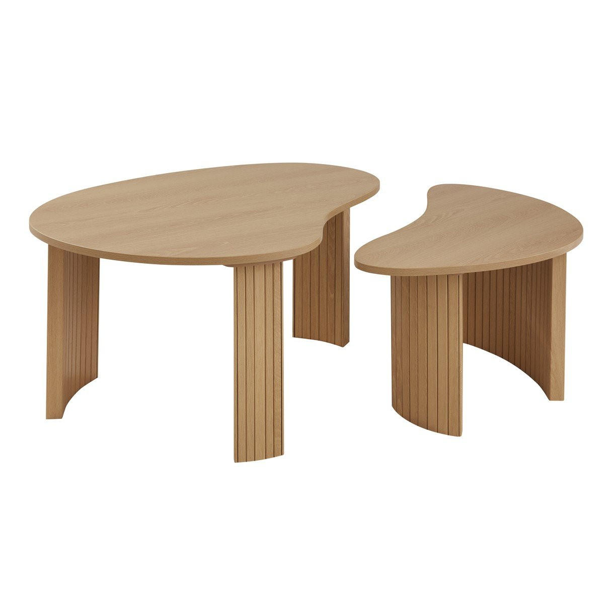 COUCHTISCH in organischer Form 2er-set - théa 80/60/40 cm - Apfelbaumfarben, Holzwerkstoff (60/40/80cm) - Calicosy