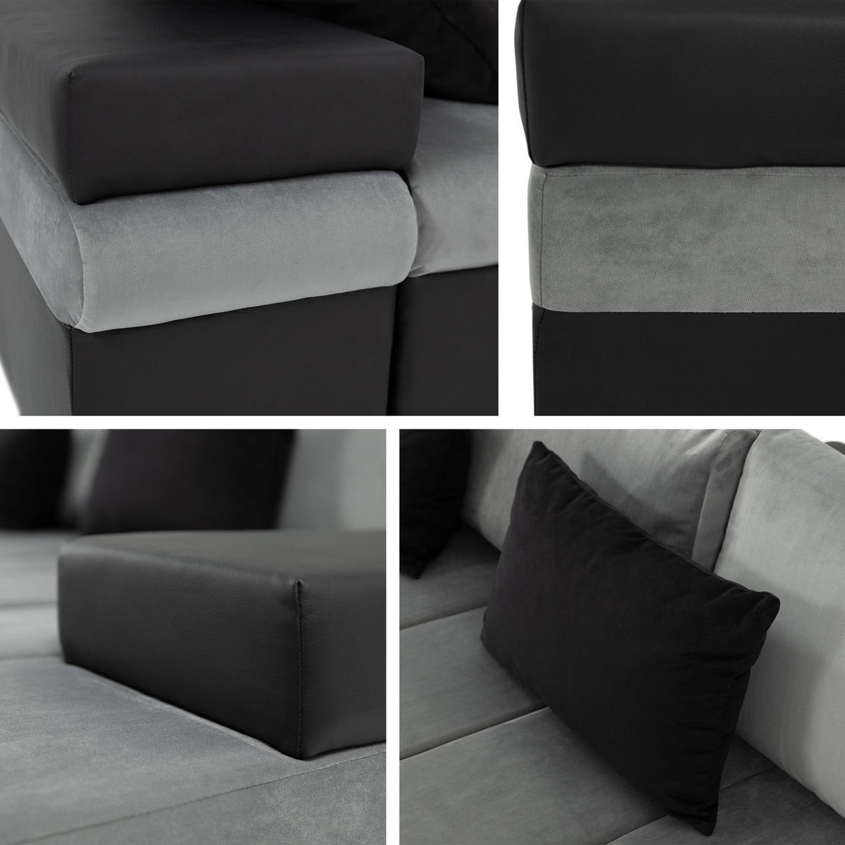 ECKSOFA Bangkok, Seite: Links - Silberfarben/Orange, Holz/Textil (310/175cm) - MIRJAN24