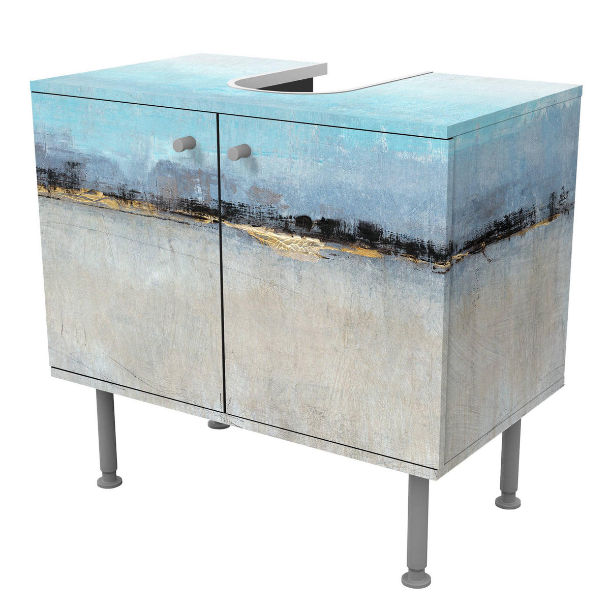 WASCHBECKENUNTERSCHRANK Grenzenlose Weite I 60/55/35 cm - Grau, Holzwerkstoff (60/55/35cm) - Bilderwelten