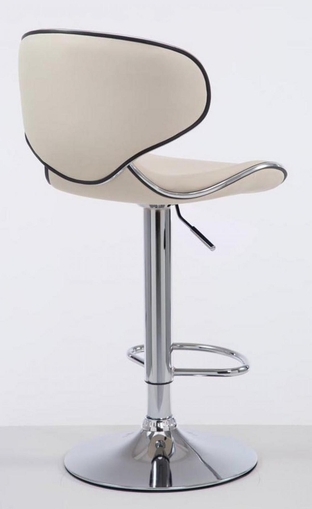 BARHOCKER 2er Set Lederlook creme - Chromfarben/Creme, Textil/Metall (46/88/49cm) - CLP