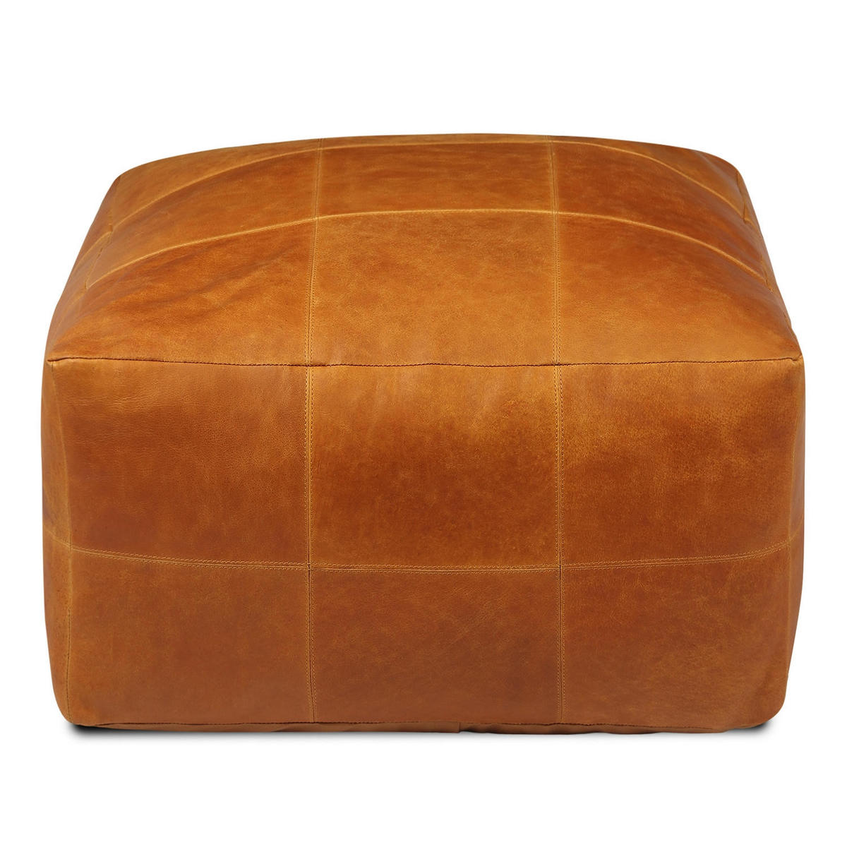 POUF 75/75/45 cm Echtleder Cognacbraun - Braun, Leder (75/45/75cm) - Furnhouse