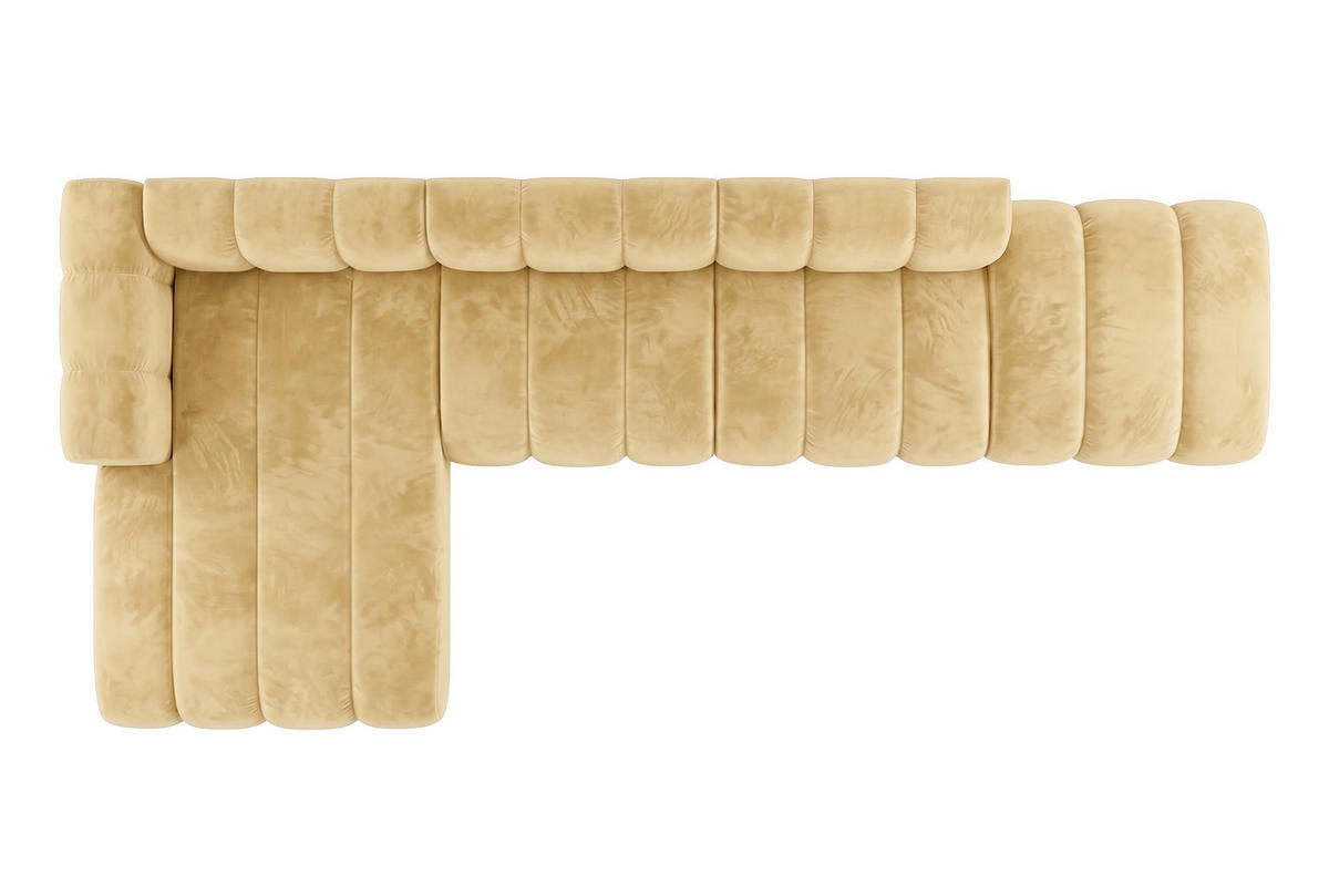 ECKSOFA Modulares In L-Form Mit Hocker, Velvet-Stoff Riviera, Buttergelb, Links, GRAND - Hellgelb, Holz (386/179cm) - Kaiser Möbel
