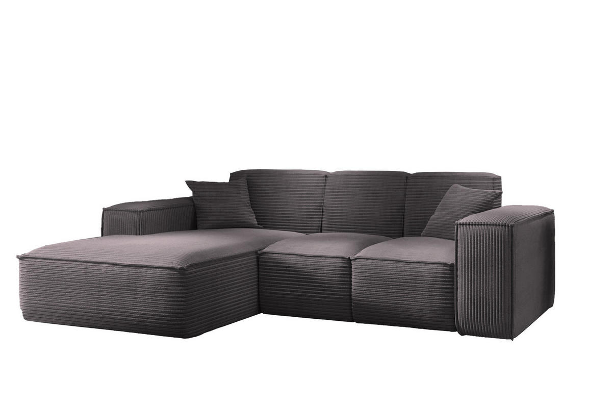 ECKSOFA L-Form Wohnzimmer SIENA Stoff Poso Dunkelgrau Links - Dunkelgrau, Holz/Textil (165/266cm) - Kaiser Möbel