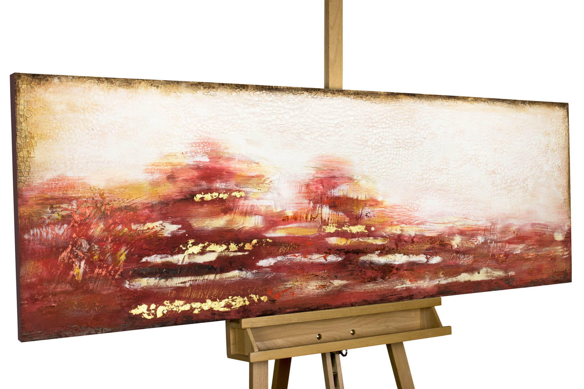 ACRYLBILD HANDGEMALT 150/50 cm - Rot, Holz/Textil (150/50cm) - KUNSTLOFT