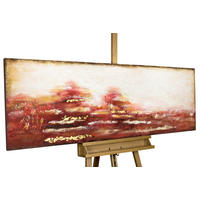 ACRYLBILD HANDGEMALT 150/50 cm - Rot, Holz/Textil (150/50cm) - KUNSTLOFT