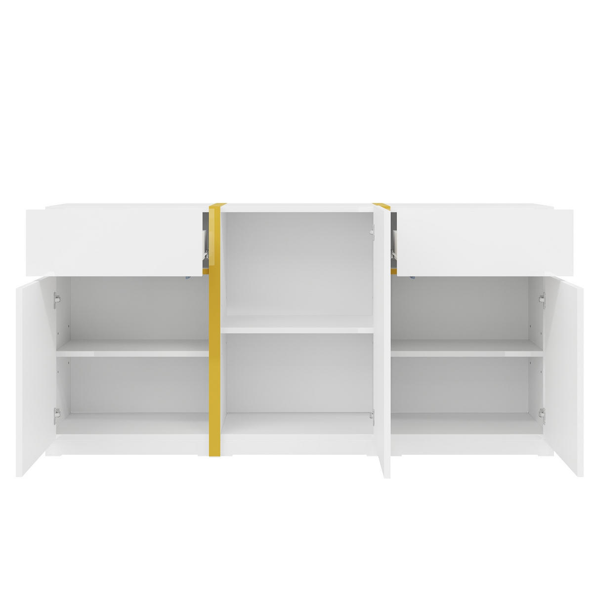 SIDEBOARD 160/40/78 cm in Weiß Hochglanz mit 3 Türen und 2 Schubladen - Weiß, Holzwerkstoff (160/78/40cm) - Flora Grace