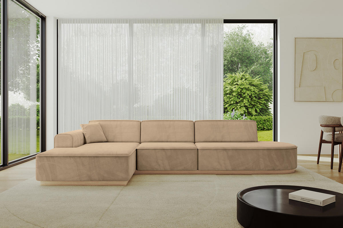 ECKSOFA Ottomane Links IREA-L2 - 328x171x83 cm Beige - Beige, Holzwerkstoff/Textil (328/171cm) - ALTDECOR