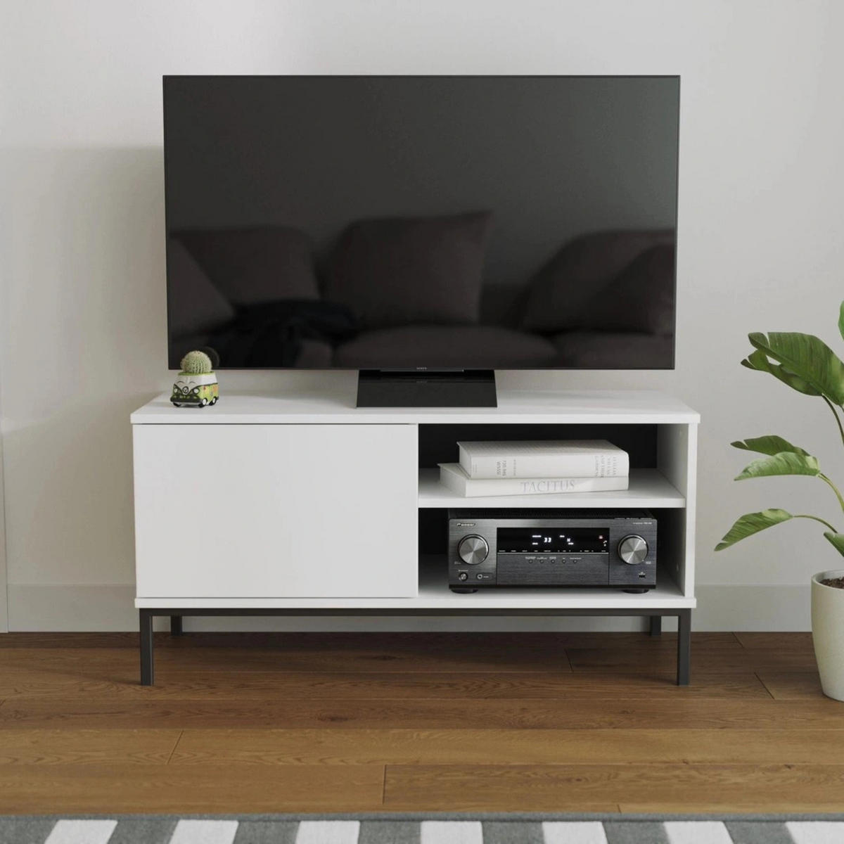 TV-LOWBOAARD Dallas 1D 100 cm Weiß - Schwarz/Weiß, Holzwerkstoff/Metall (100/50/41cm) - Ravio