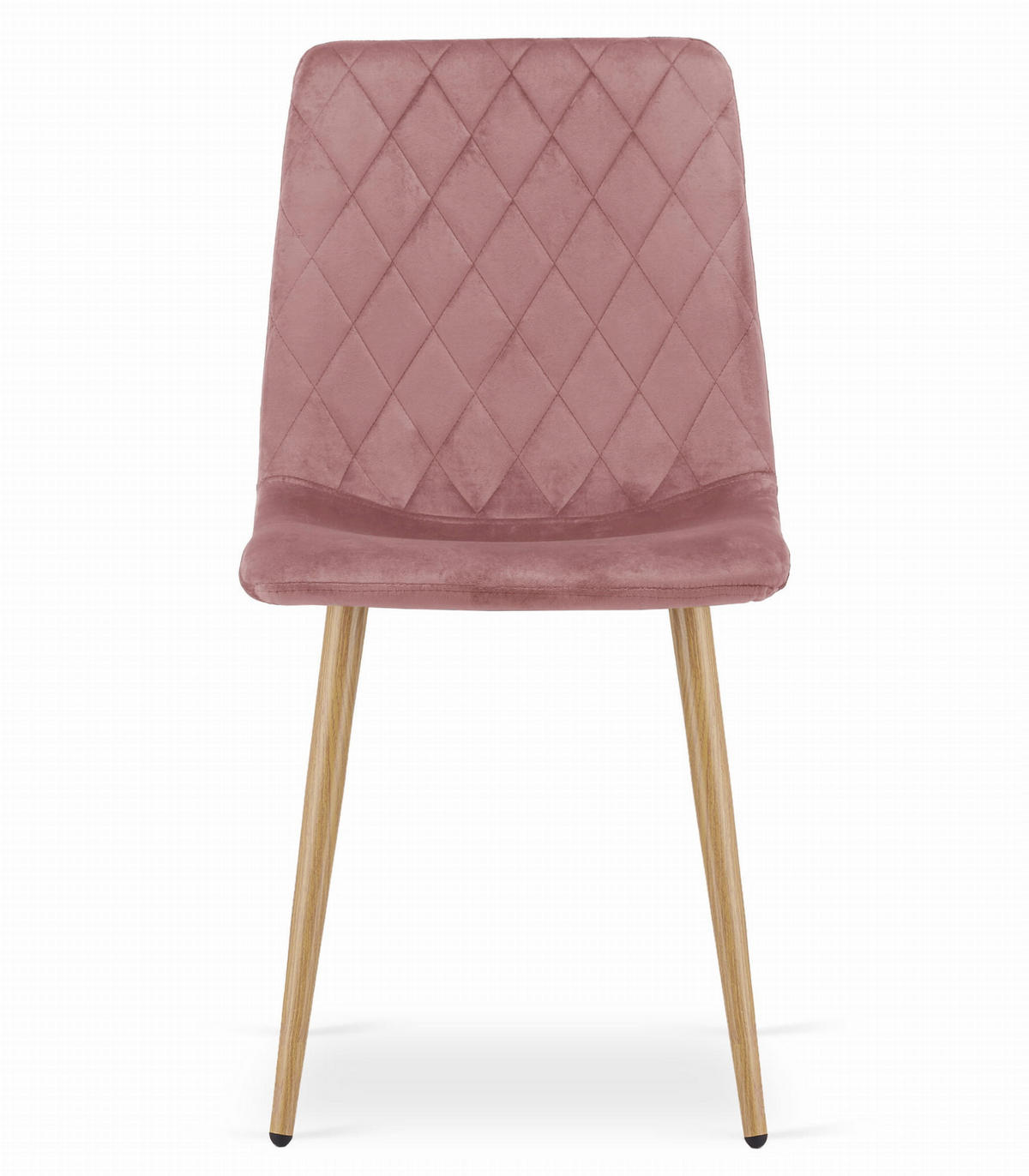 STUHL SCANNO 6-er Set, Rosa, Metallbeine in Holzfarbe, mit Samtstoff gepolstert - Rosa, Textil/Metall (45/89/53cm) - Komodee