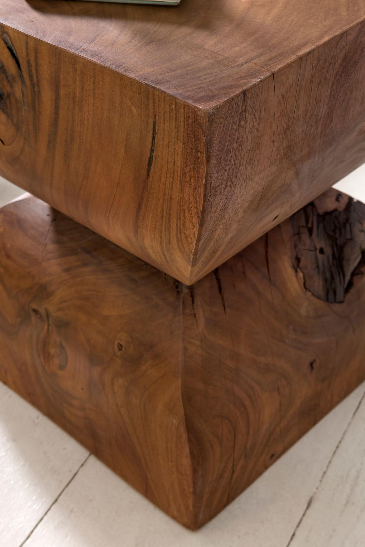 BEISTELLTISCH – Massivholz Natur abgerundete Ecken 30x45x30 cm - Braun, Holz (30/30/45cm) - KADIMA DESIGN