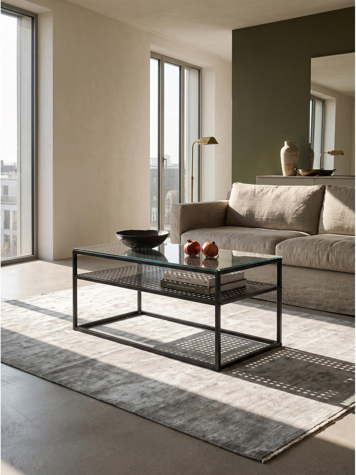 COUCHTISCH ALCUDIA, Einscheibensicherheitsglas, Schwarz, 100 x 50 x 45 cm - Schwarz, Glas/Metall (50/100/45cm) - KADIMA DESIGN