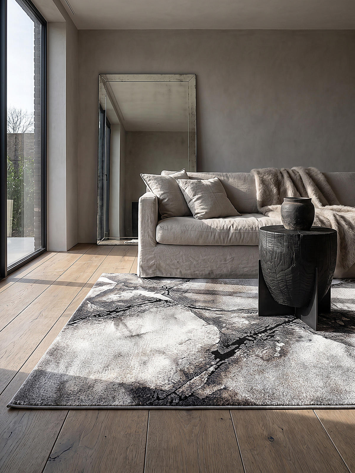 KURZFLORTEPPICH Abstrakt OGLIO Polypropylen Grau 160 x 230 cm - Grau, Textil (160/230cm) - KADIMA DESIGN