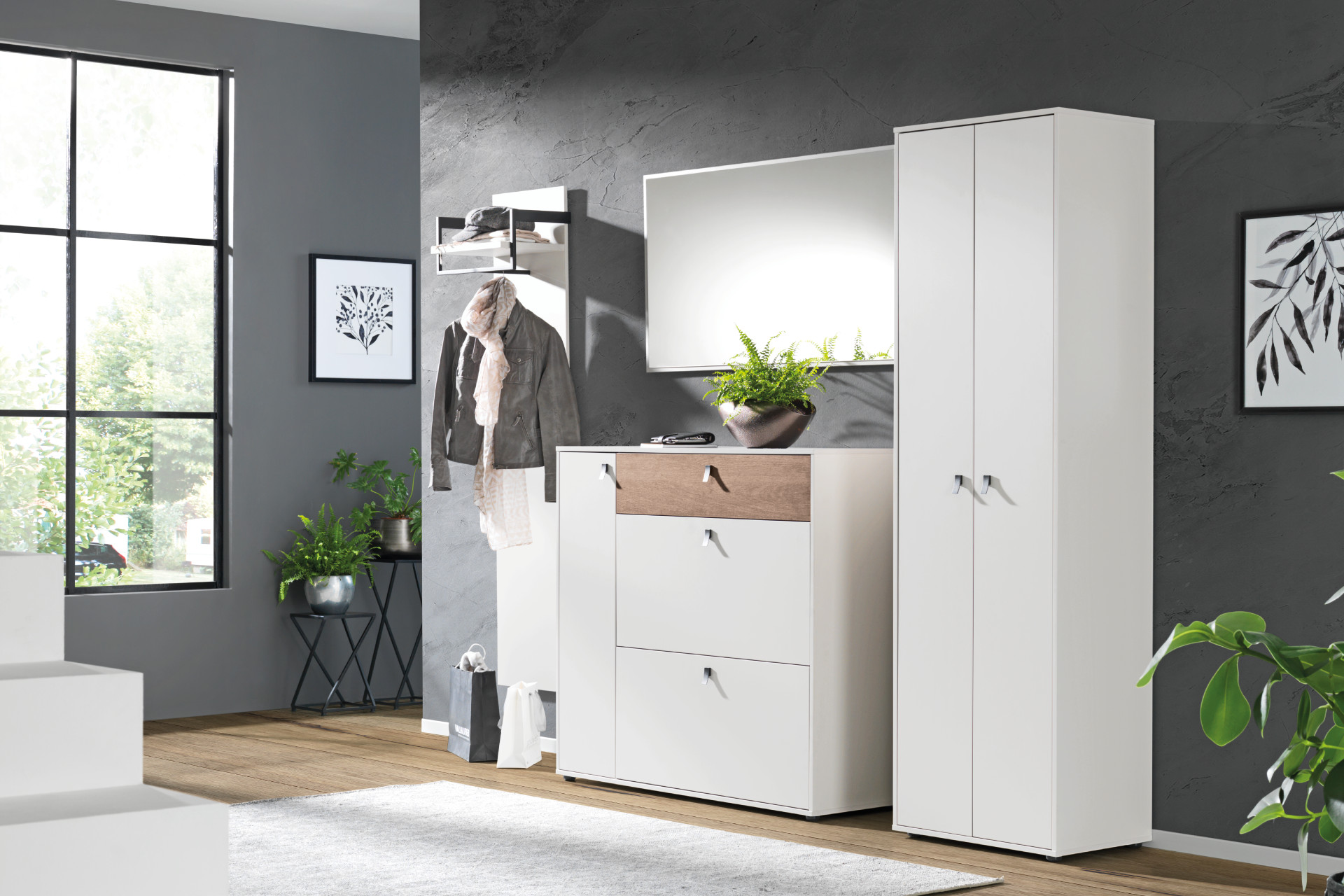 Garderobe Weiß Holz Kasten