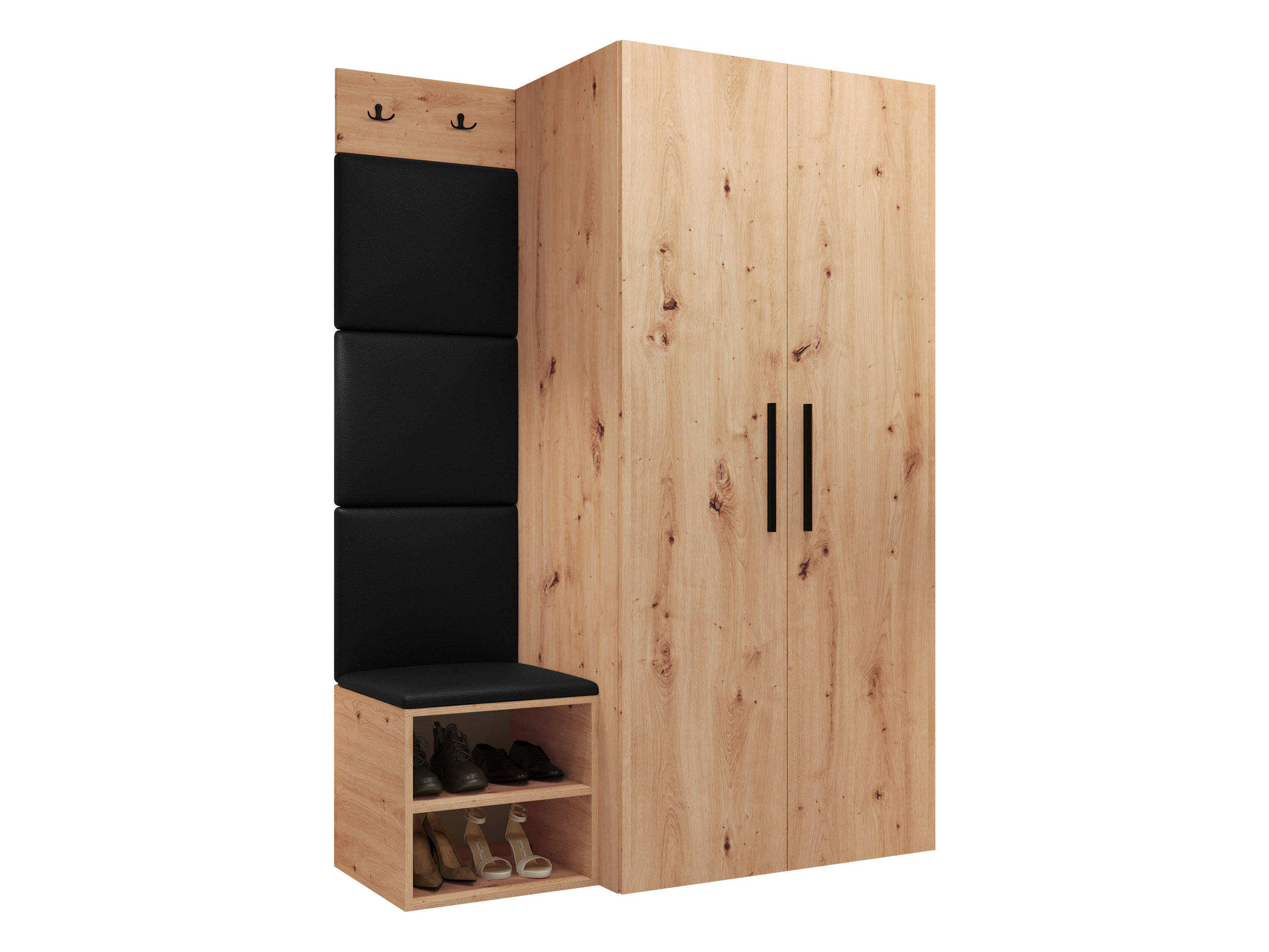 GARDEROBEN-SET Medi IV - Schwarz/Eiche Artisan, Holzwerkstoff/Kunststoff (80/191/50cm) - MIRJAN24