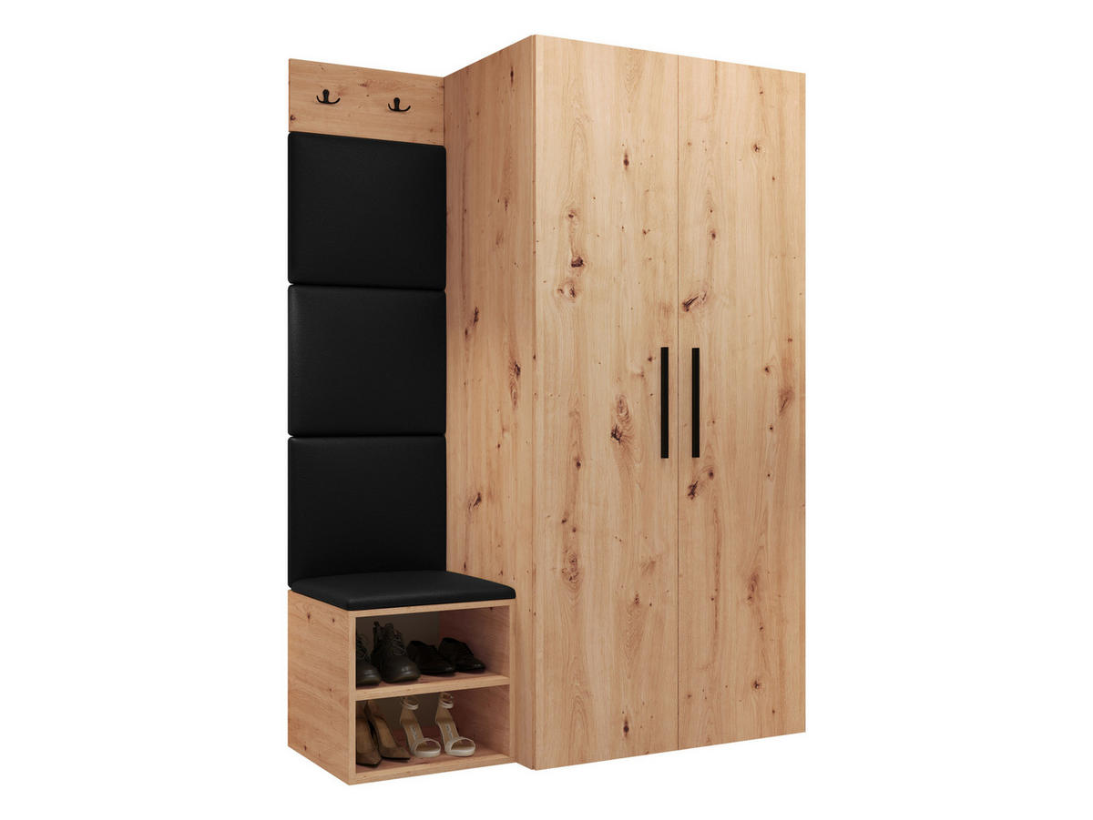 GARDEROBEN-SET Medi IV - Schwarz/Eiche Artisan, Holzwerkstoff/Kunststoff (80/191/50cm) - MIRJAN24
