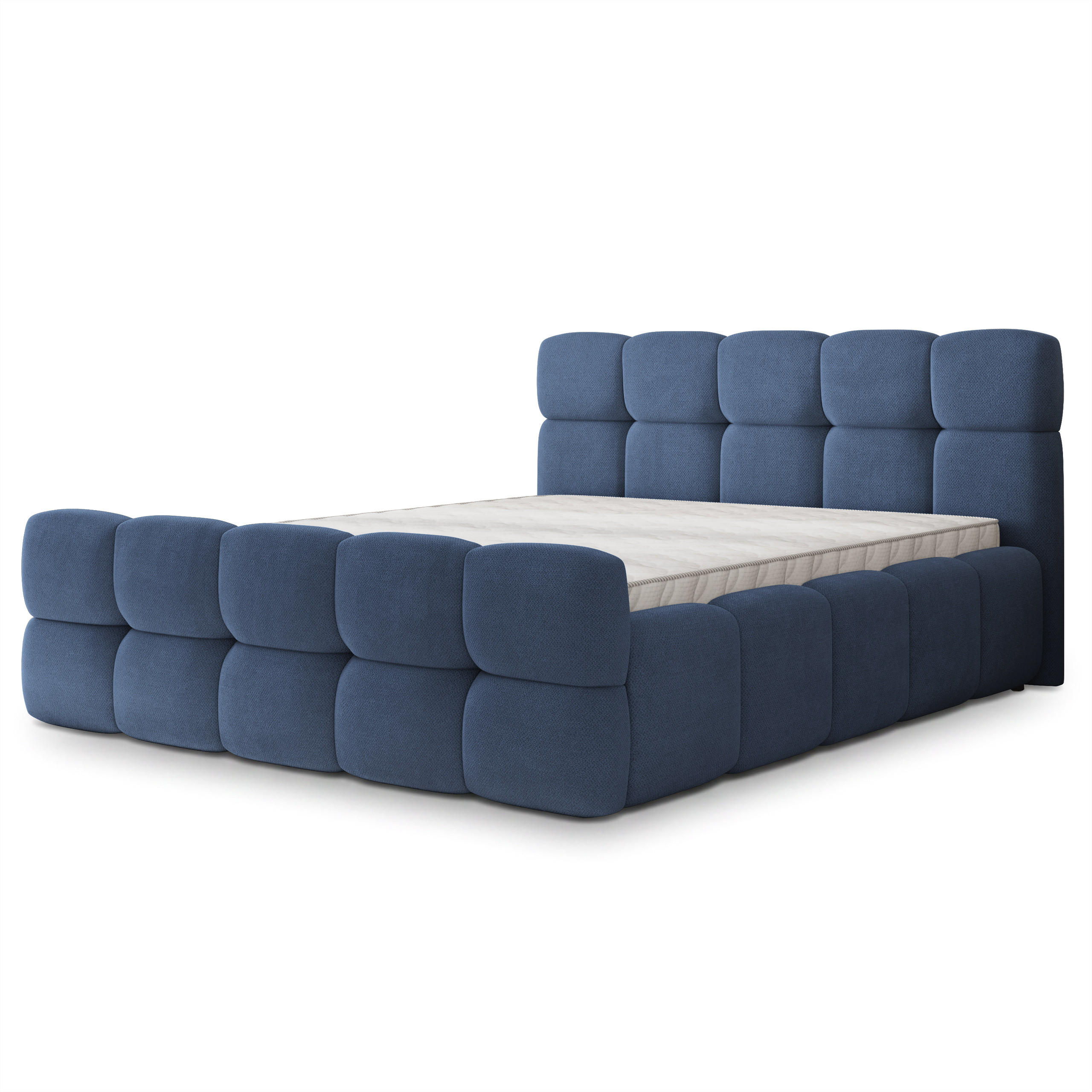 POLSTERBETT ELIZJA 200x200 cm mit Bettkästen - Blau - Blau, Holz (200/200cm) - MASSENO