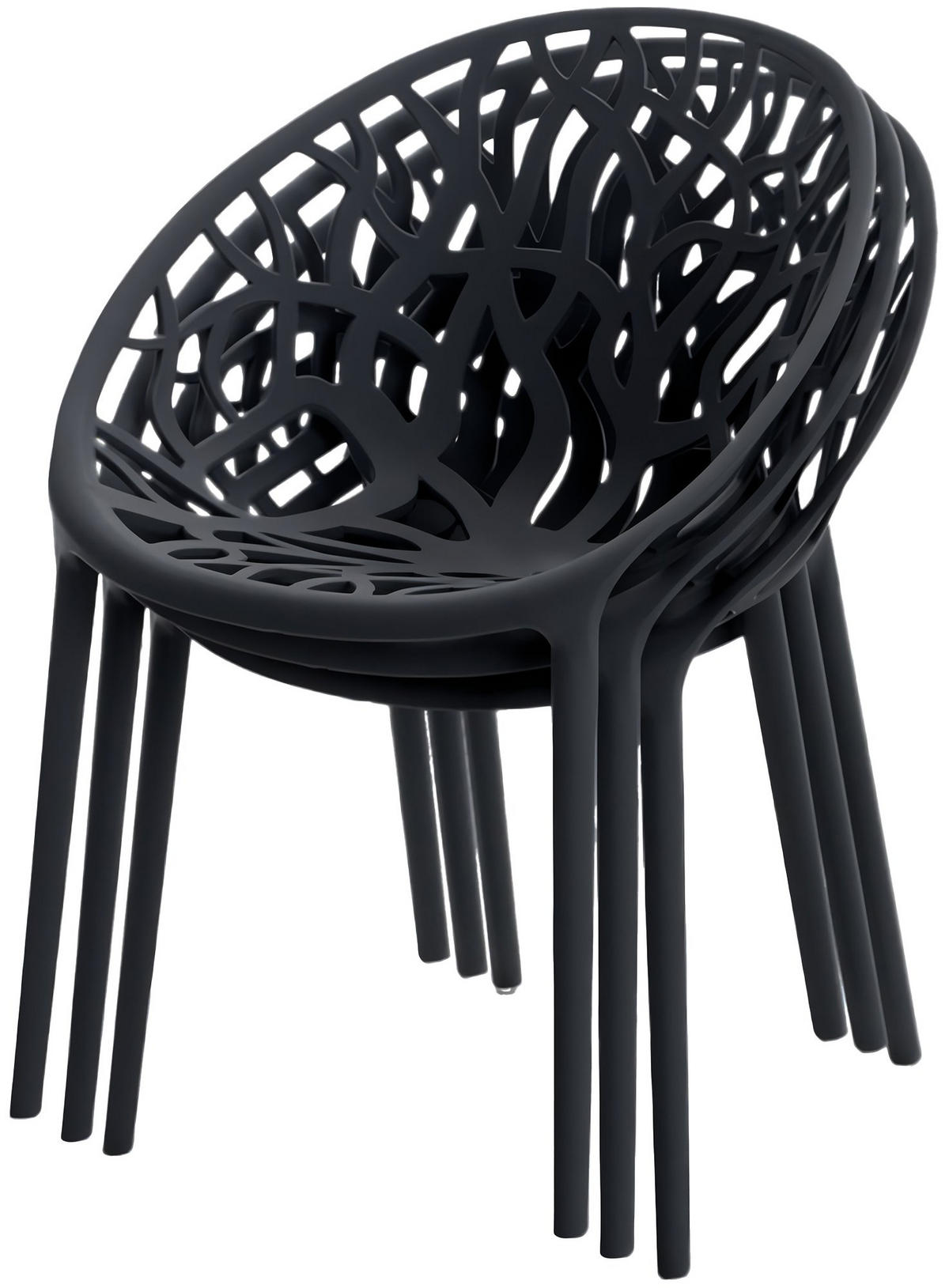 GARTENSITZGRUPPE Kunststoff Schwarz (3-teilig) - Schwarz, Kunststoff - CLP