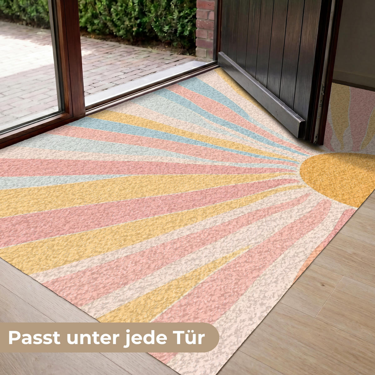 FUSSMATTE Illustration - Sonne - Pastellfarben Sauberlaufmatte 150x90 cm - Hellrosa, Kunststoff (150/90cm) - MuchoWow