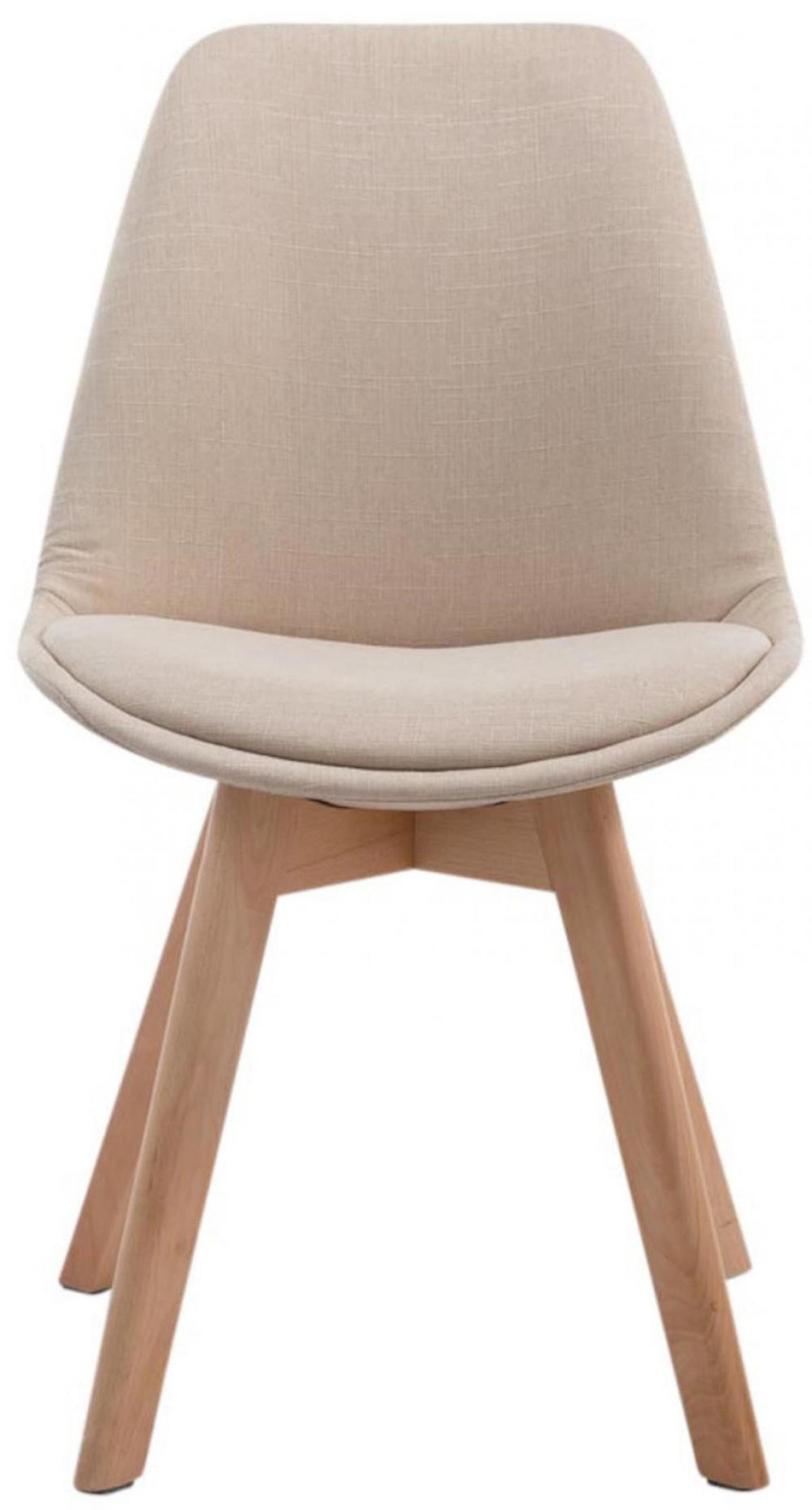 STUHL 4er Set Stoff creme - Eukalyptusholzfarben/Creme, Holz/Textil (48/84/55cm) - CLP