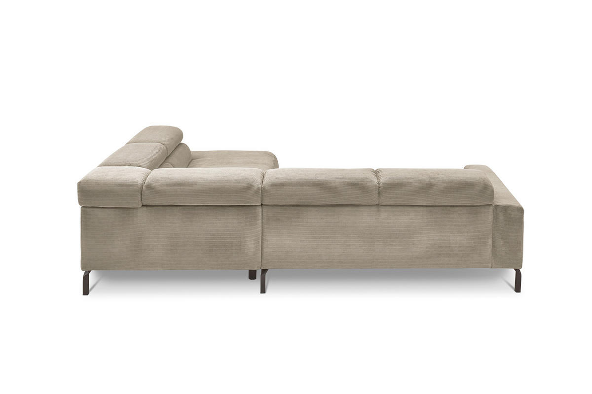 ECKSOFA DELIA Beige Cord - Beige/Schwarz, Textil/Metall (276/219cm) - KAWOLA