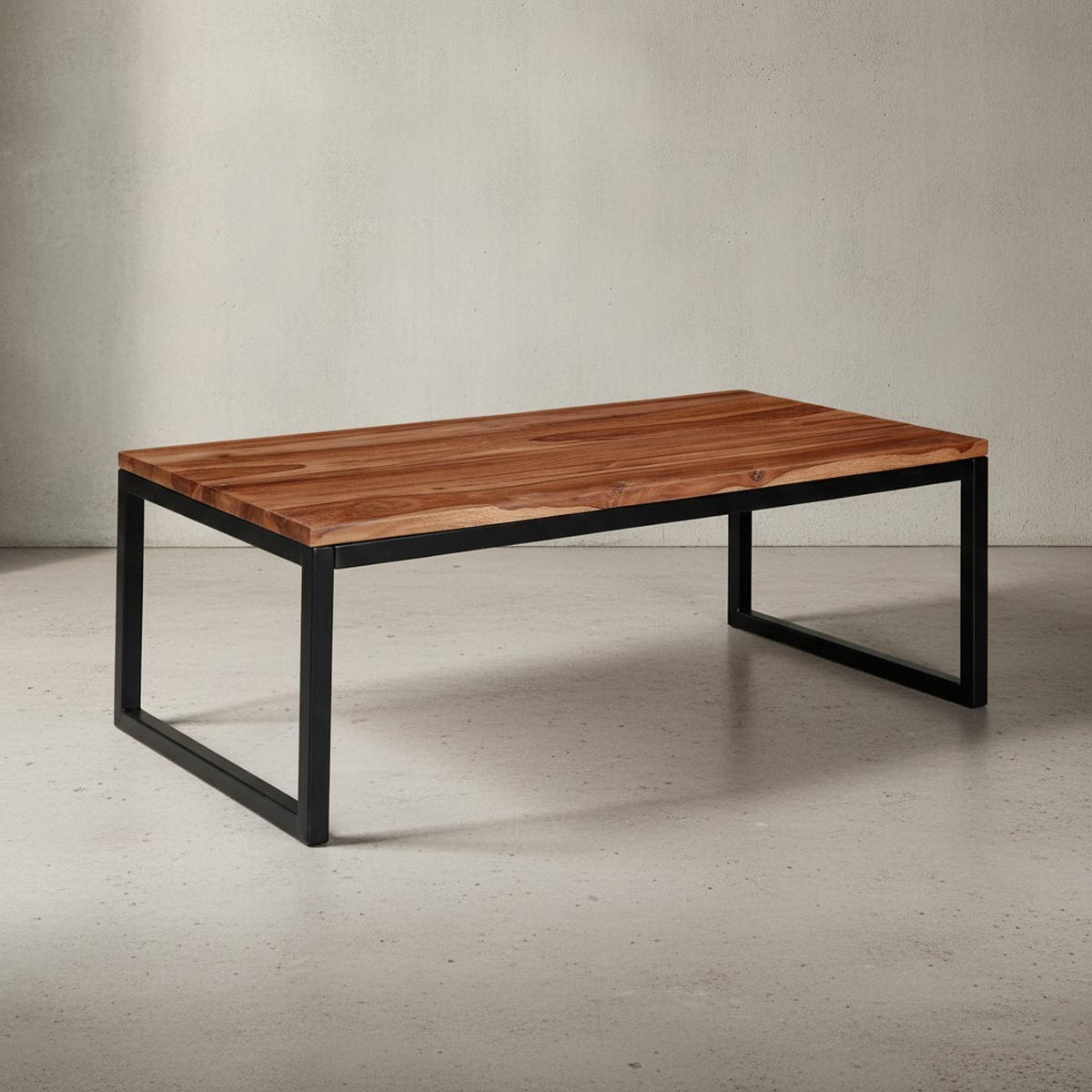 COUCHTISCH Industrie-Stil in Sheesham-Holz massiv, Unikat mit einzigartiger Maserung - Schwarz/Braun, Holz/Metall (60/110/40cm) - KADIMA DESIGN
