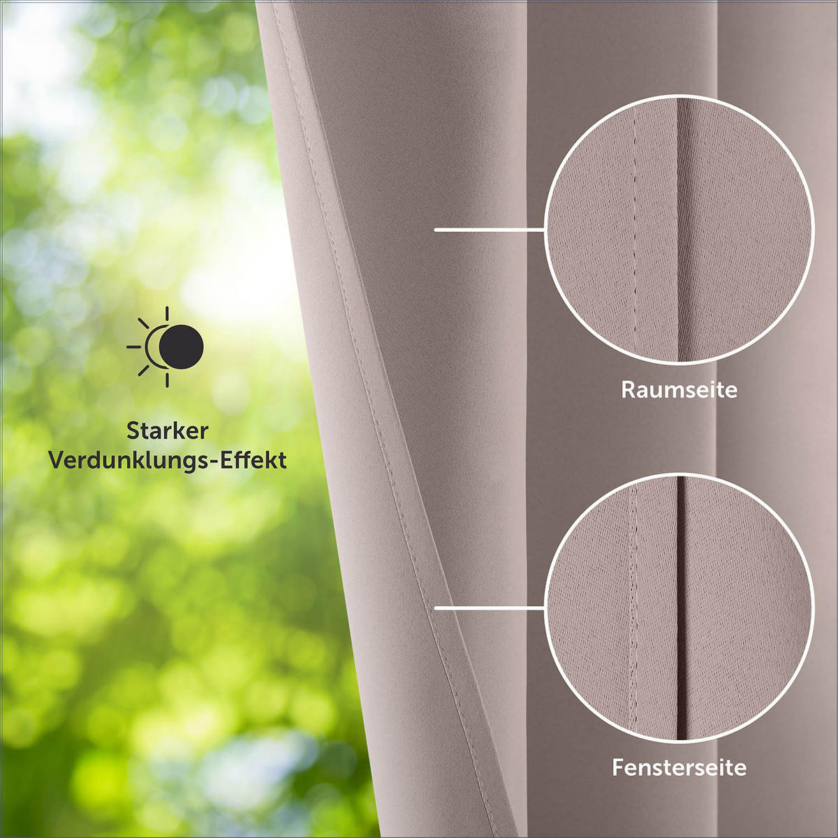 VERDUNKLUNGSVORHÄNGE Emelie 117/138 cm,2er-Set, mit Hitze- und Kälteschutz,Taupe - Taupe, Kunststoff (117/138cm) - Blumtal