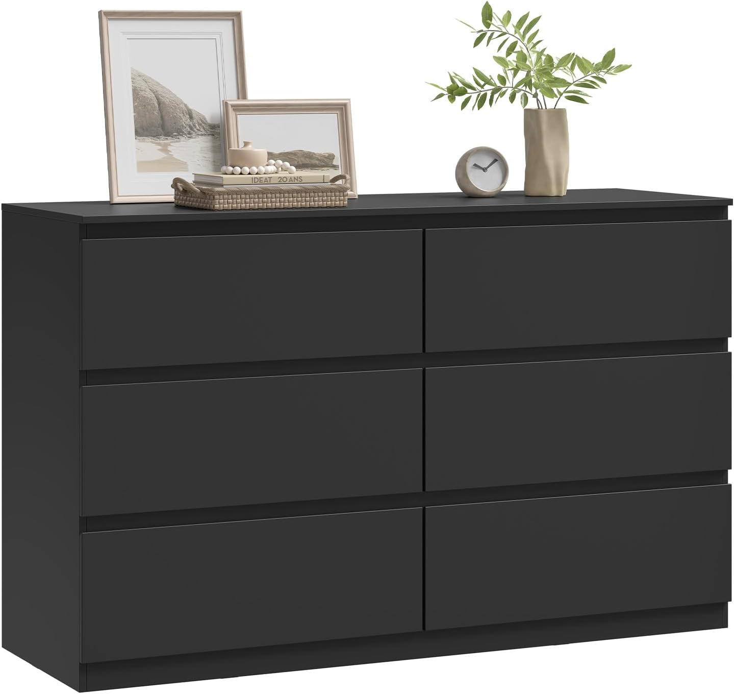 KOMMODE 6 Schubladen Holzwerkstoff 120/40/75 cm Schwarz - Schwarz, Holzwerkstoff (40/75/120cm) - Woltu