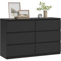 KOMMODE 6 Schubladen Holzwerkstoff 120/40/75 cm Schwarz - Schwarz, Holzwerkstoff (40/75/120cm) - Woltu