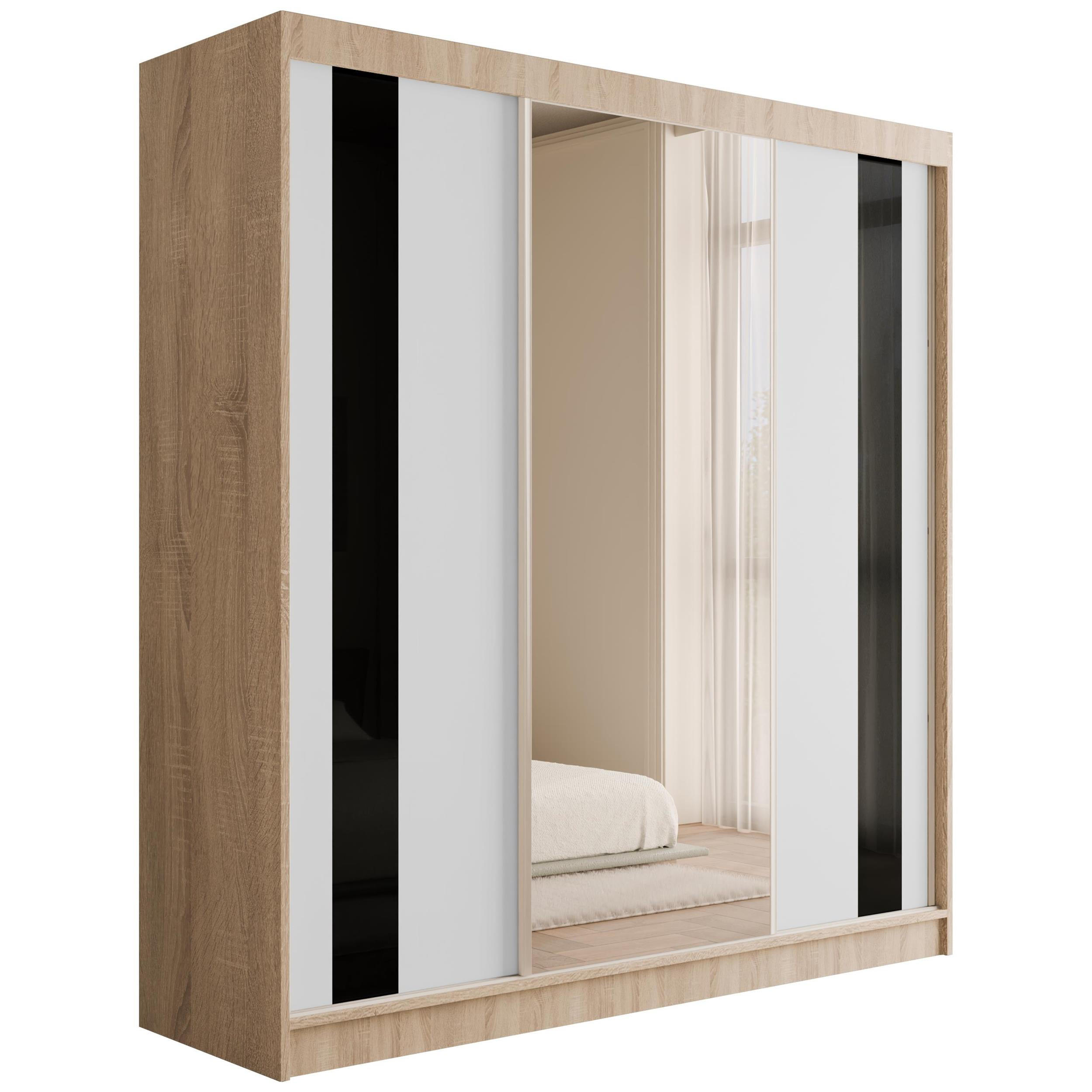 KLEIDERSCHRANK mit Spiegel V2-VITA 215x200 cm - Sonoma Eiche - Sonoma Eiche, Holzwerkstoff (200/215/61cm) - ALTDECOR