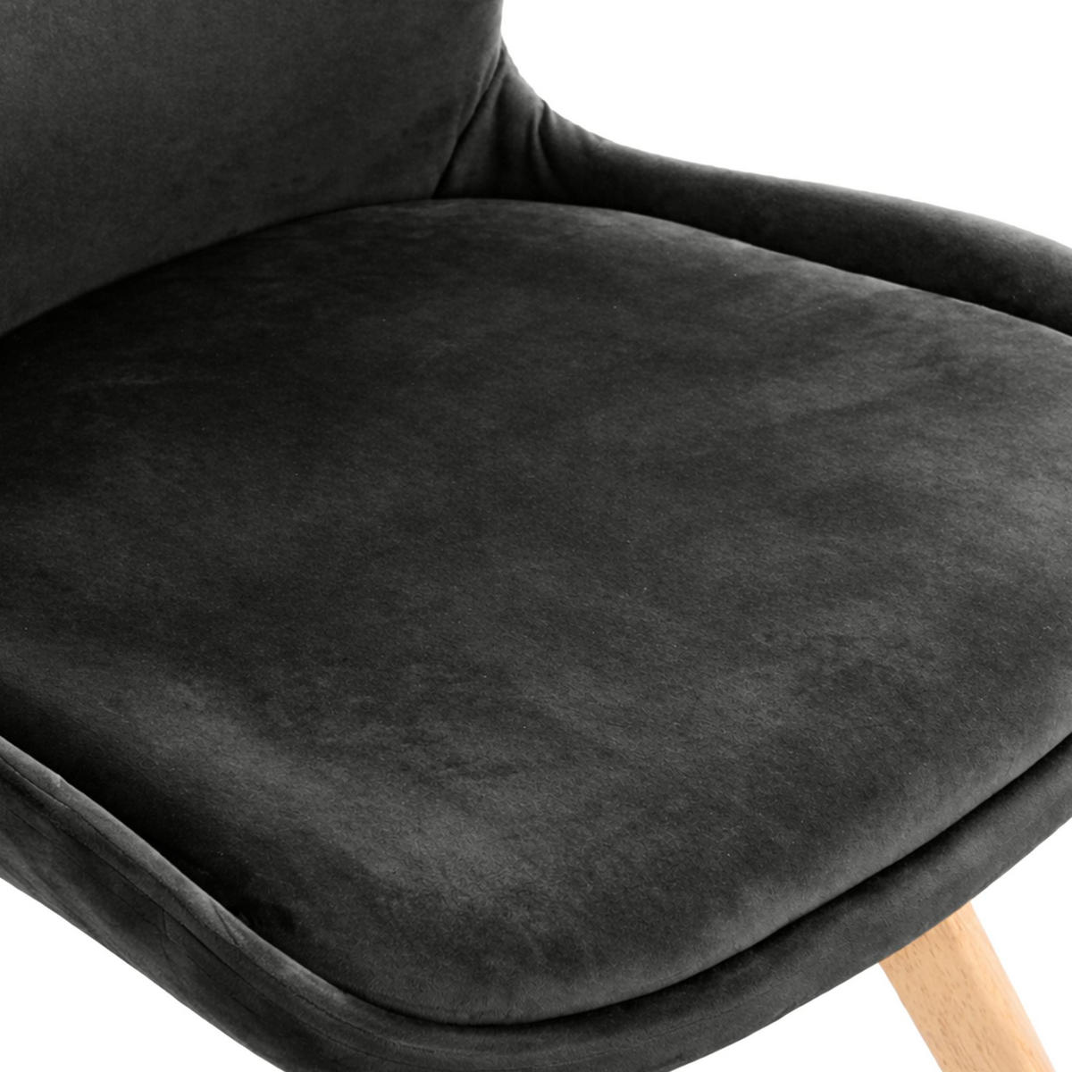 STUHL Samt Dunkelgrau - Eukalyptusholzfarben/Dunkelgrau, Holz/Textil (49/87/58cm) - CLP