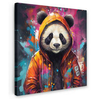 LEINWANDBILD Panda - Jacke - Graffiti - Orange 50x50 cm - Orange, Textil (50/50cm) - MuchoWow