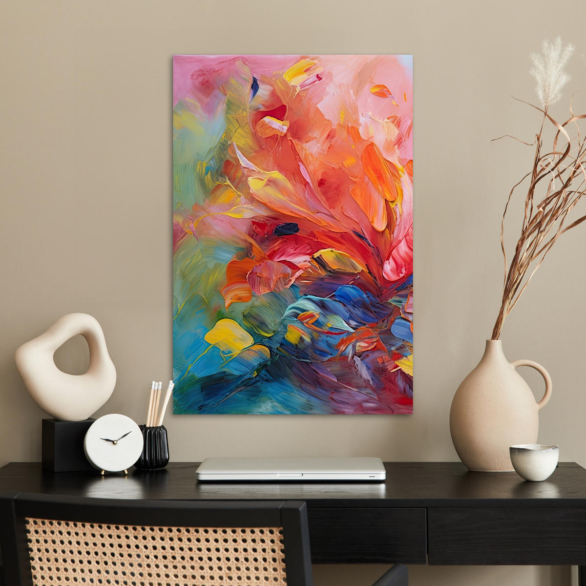 POSTER Ölgemälde - Kunst - Abstrakt - Farbenfroh 40x60 cm - Altrosa, Papier (40/60/0.1cm) - MuchoWow