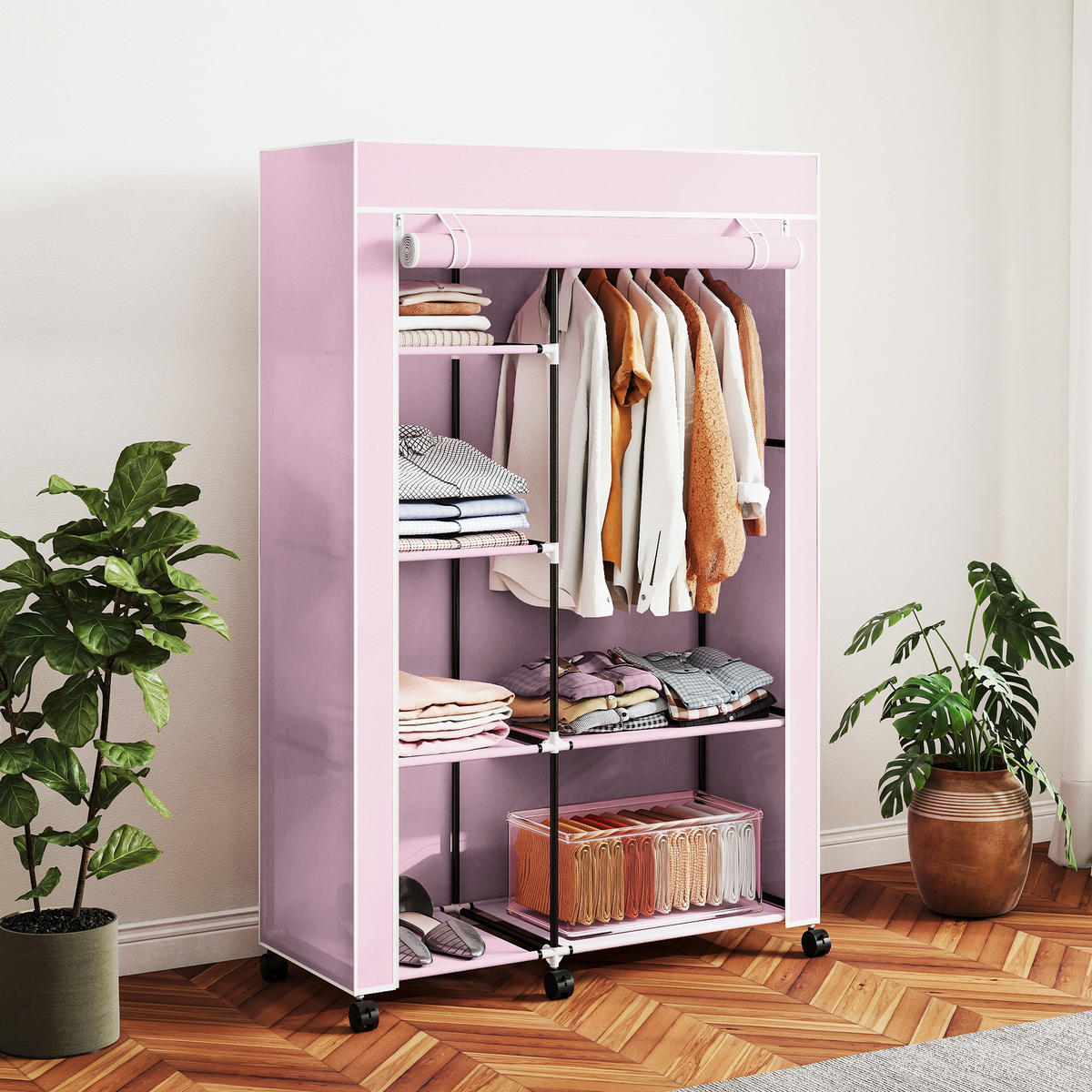 STOFFSCHRANK Rosegold 1 Stück - Roségold, Holzwerkstoff (103/162.5/43cm) - GiPP